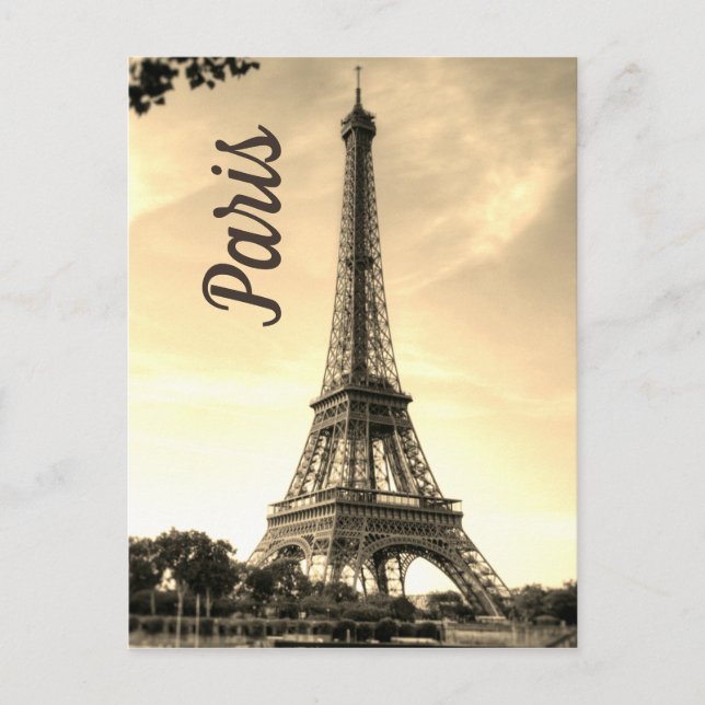 Postal Sepia Eiffel Torre París Europa Foto de viaje (Anverso)