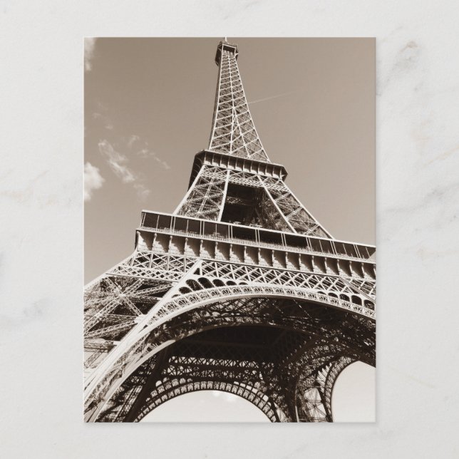 Postal Sepia Eiffel Tower Love Romance Paris Europa (Anverso)