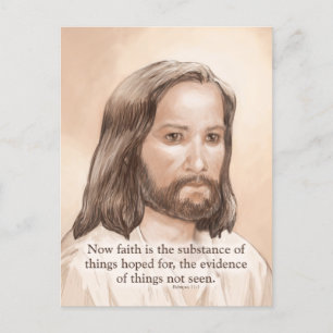 Postal Sepia Jesús Cita de la Biblia de Arte - Hebreos 11