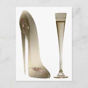Postal Sepia Stiletto Shoe and Celebration Champagne