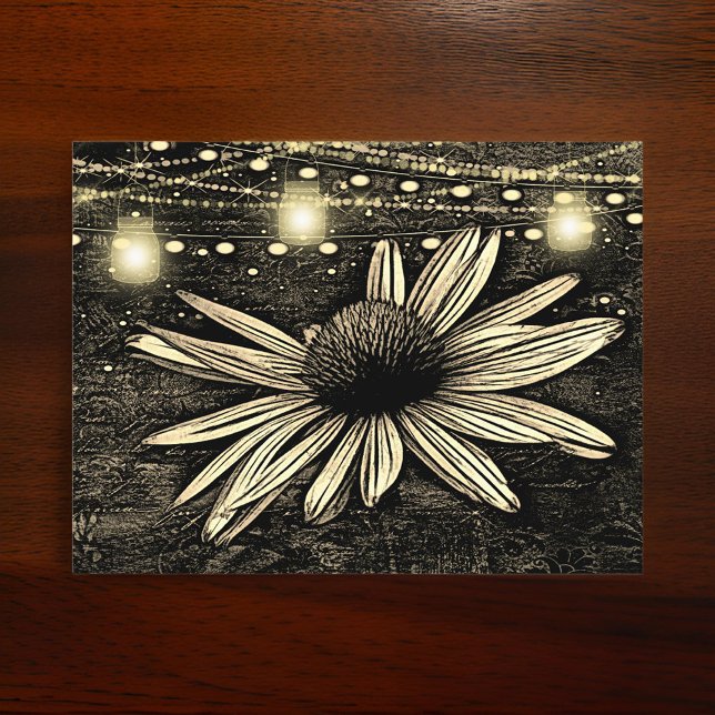 Postal Sepia Tono Coneflower bajo las luces de oro de Jar (Subido por el creador)