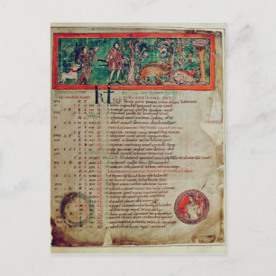 Postal Septiembre: cuidando el jabalí, de un Calendario