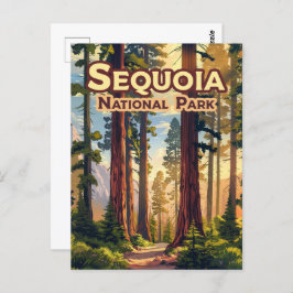 Postal Sequoia National Park California Tree Retro