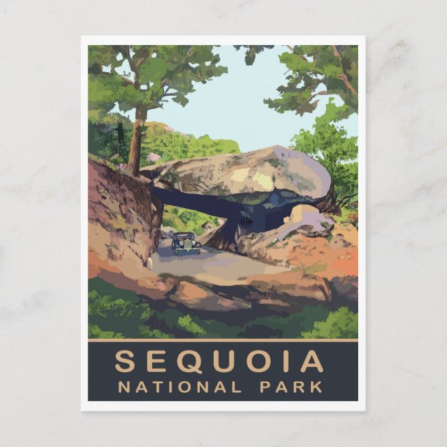 Postal Sequoia, Parque Nacional, California, Viajes Vinta (Anverso)