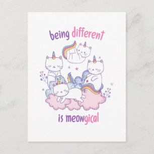 Postal Ser diferente es meowgical Gato unicornio divertid