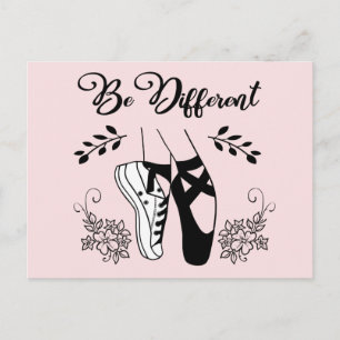 Postal Ser diferente zapatos de ballet negro y blanco