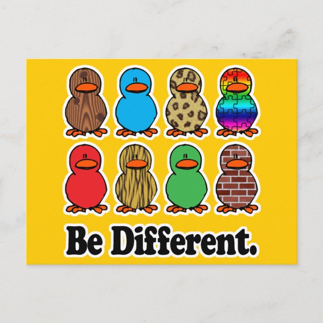 Postal ser diferentes patos de pato divertidos (Anverso)