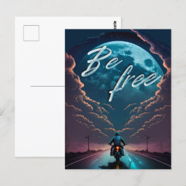 Postal Ser libre | Motocicleta a la luz de la luna