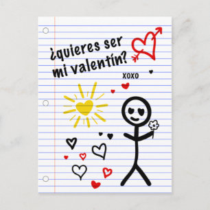 Postal ser mi valentin bocetos de papel de cuaderno