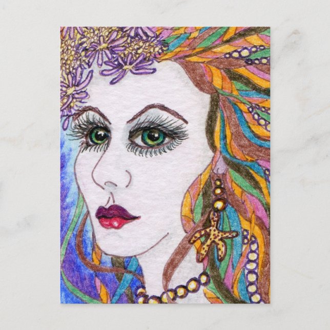 Postal Seraphina, diosa del retrato de Sirena (Anverso)