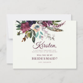 Postal Serás Mi Bridesmaid Burgundy Floral Ecru