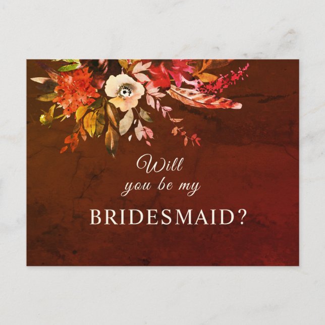 Postal ¿Serás Mi Bridesmaid Ototumt Floral Splendor (Anverso)