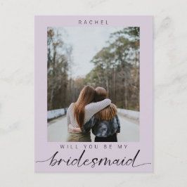 Postal ¿Serás mi Bridesmaid Purple Photo Modern?