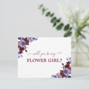 Postal ¿Serás Mi Dama De Flores Púrpura Floral 
