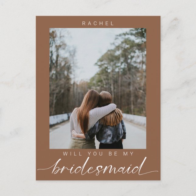 Postal Serás mi dama de honor Boho Moda foto moderna (Anverso)