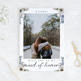 Postal ¿Serás mi Dama de Honor Rosa Azul Foto