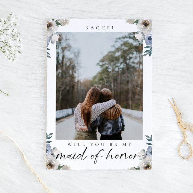 Postal ¿Serás mi Dama de Honor Rosa Azul Foto (Subido por el creador)