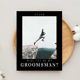 Postal Serás mi Groomsman Minimal Photo Modern Dark