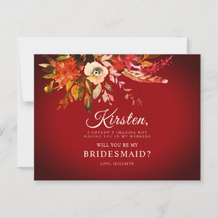 Postal Serás Mi Novia De Noviembre Floral Burlada Rojo