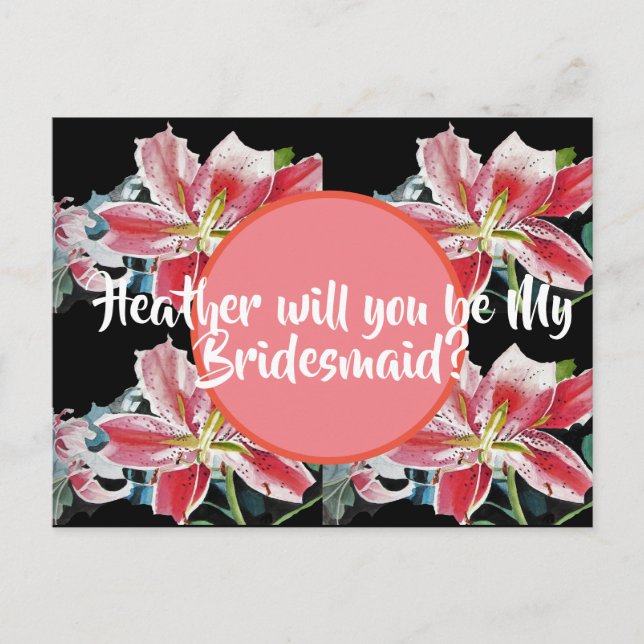 Postal ¿Serás Mi Novia? Postcard floral de Lily (Anverso)