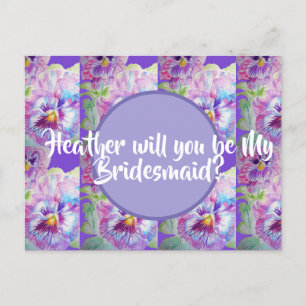 Postal ¿Serás Mi Novia? Postcard morado floral