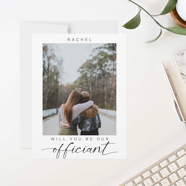 Postal ¿Serás mi Oficiante Foto Mínima Moderna (Subido por el creador)