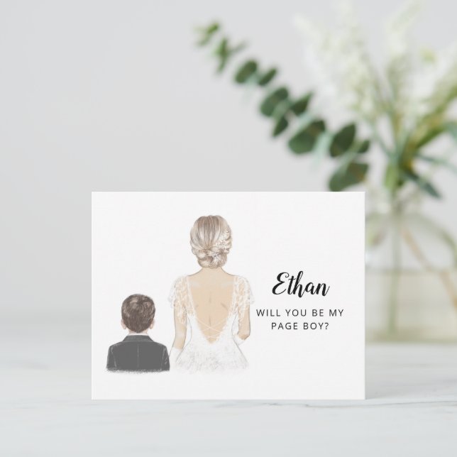 Postal ¿Serás Mi Papel De Propuesta De Niño De Página? (Anverso de pie)