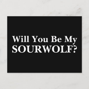 Postal ¿Serás mi SOURWOLF? Texto y color del personalizab