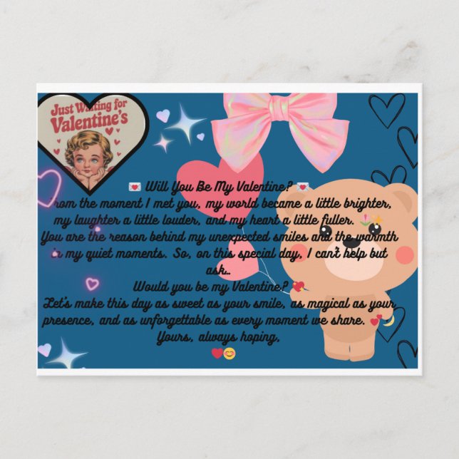 Postal ¿serás mi valentina? (Anverso)