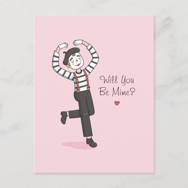 Postal ¿Serás Mime Doodle, Funny Día de San Valentín (Anverso)