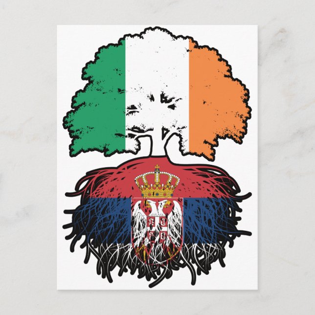 Postal Serbia Bandera de árboles irlandeses serbios (Anverso)