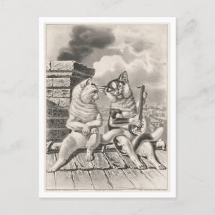 Postal Serenade de Gato Currier & Ives