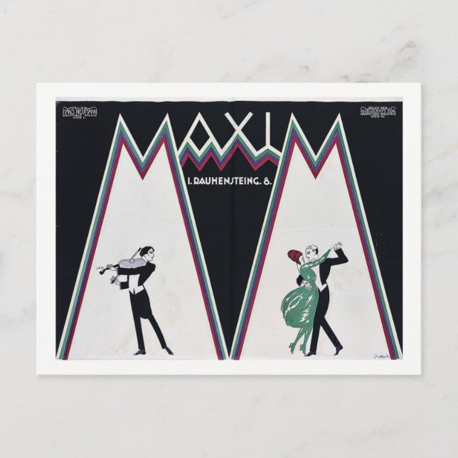 Postal Serenades violinistas bailando pareja de cosecha (Anverso)