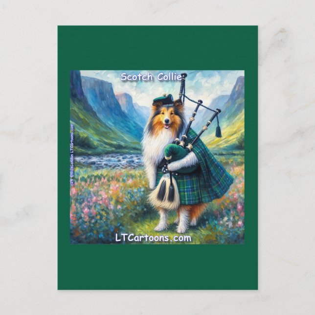 Postal Serenata de Collie Escocés – Gaitas y Caprichos de (Anverso)
