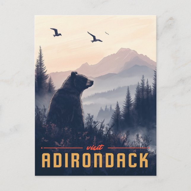 Postal Serene Adirondack Bear: Una Vendimia (Anverso)