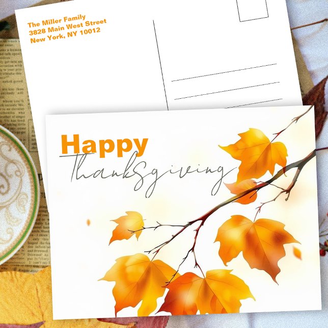 Postal Serene Fall Maple deja feliz Acción de Gracias (Subido por el creador)