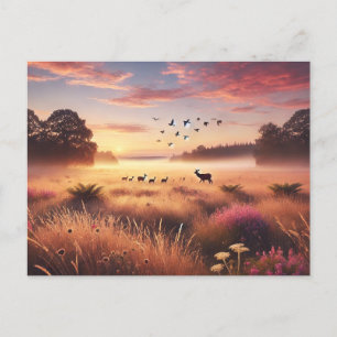 Postal Serene Meadow al amanecer