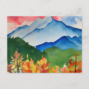 Postal Serene Watercolor Mountains