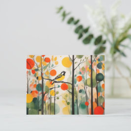 Postal Serene Watercolor Woodland Bird En Primavera