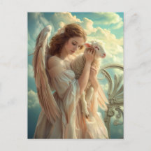 Serenidad celestial Ángel femenino con cordero