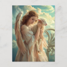 Serenidad Celestial Ángel Femenino con Cordero
