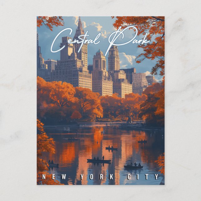 Postal Serenidad del Otoño: Caída del Central Park NYC (Anverso)