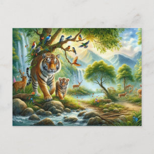 Postal Serenidad en la pintura encantada de los bosques