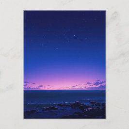 Postal Sereno Horizonte Marino de Noche Estrellada
