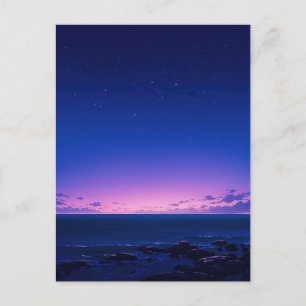 Postal Sereno Horizonte Marino de Noche Estrellada