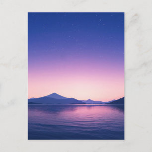 Postal Sereno Lago Montañoso de Noche Estrellada