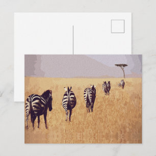 Postal Sereno Safari – Cebras en las praderas doradas