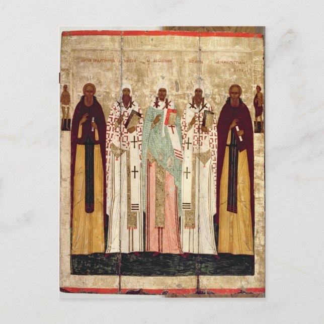 Postal Sergio de Radonesh con los santos de (Anverso)