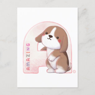 Postal Serie Alphabet: "A" Ilustracion Beagle asombroso
