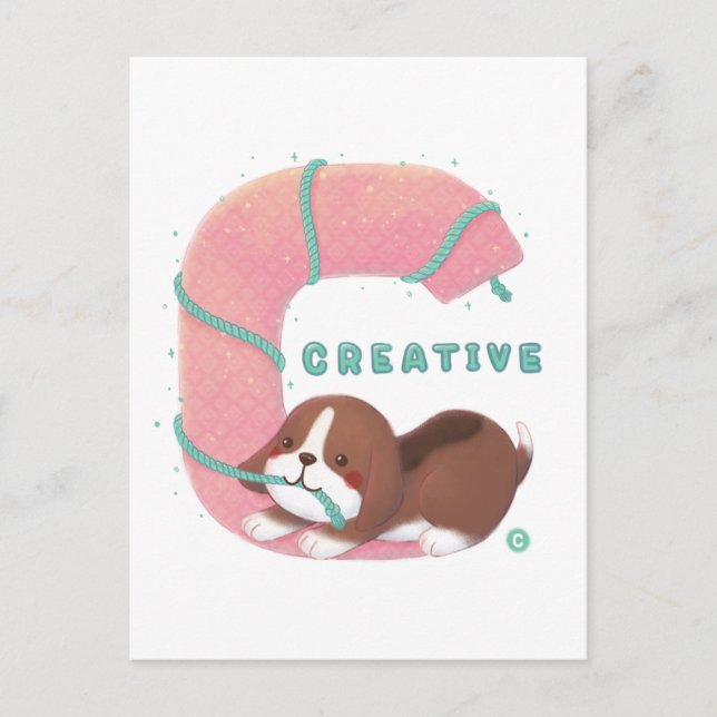 Postal Serie Alphabet: Ilustracion Creativo Beagle "C" (Anverso)
